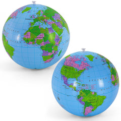 YOTHORN 16-inch inflatable globe blue beach ball for education and play at the pool