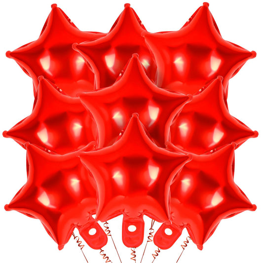 YOTHORN 50-piece red star foil balloons for festive party decor.