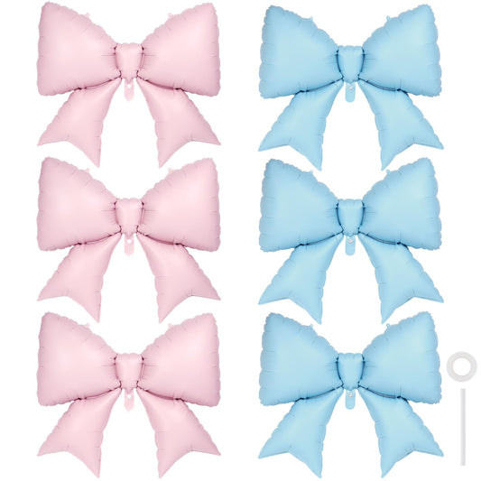 YOTHORN pink and blue bow foil balloon 38 inch front view elegant centerpiece idea