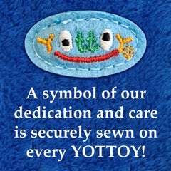 YOTTOY Little Blue Truck plush velour accents add tactile charm.
