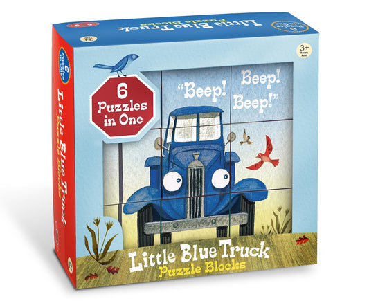YOTTOY Little Blue Truck stacking puzzle blocks for early learning and fine motor skills.