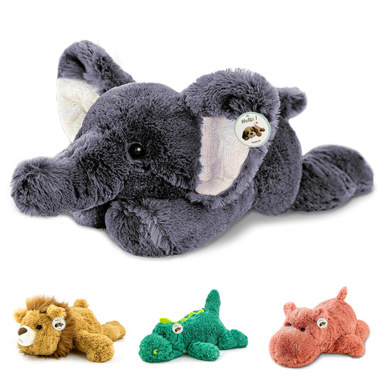 YOUBLEK elephant 16-inch weighted plush front view ready to offer a comforting hug.