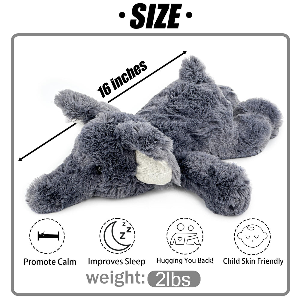 YOUBLEK elephant 16-inch weighted plush uses safe cotton materials for worry-free play.