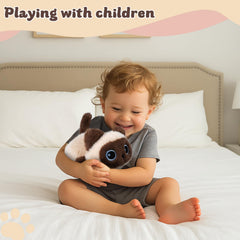YOUBLEK Siamese cat plush in a child's hands for comfort and companionship.