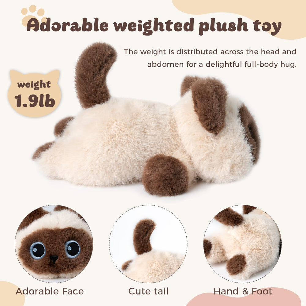 YOUBLEK Siamese cat plush close-up reveals soft fur and inviting texture.