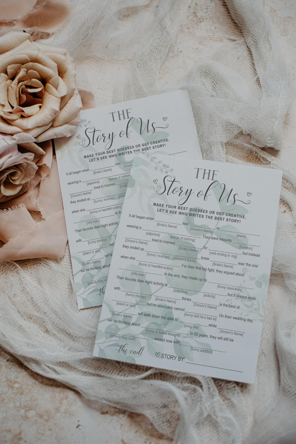 Eucalyptus greenery design from Your Main Event Prints Our Love Story Game