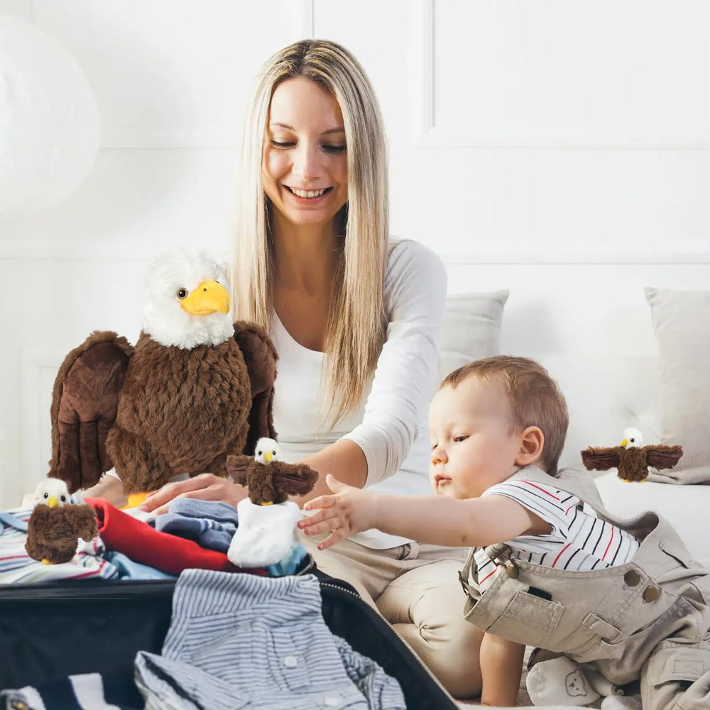 Youthfuljive bald eagle plush with slap bracelet feature.