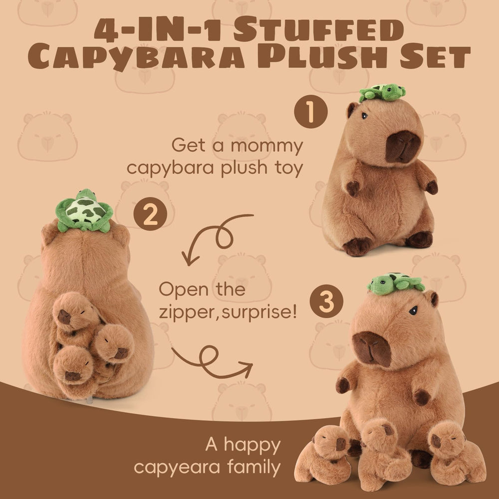 Youthfuljive capybara plush set in multicolor characters for stories