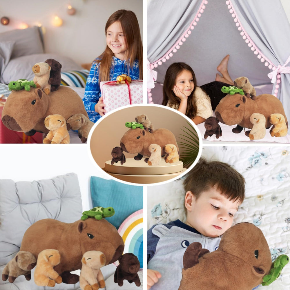 Playroom decor with a Youthfuljive capybara plush set adding whimsy and warmth.