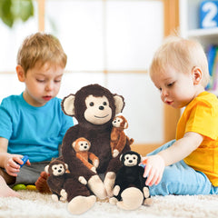 Youthfuljive monkey set with mommy and four babies for imaginative storytelling
