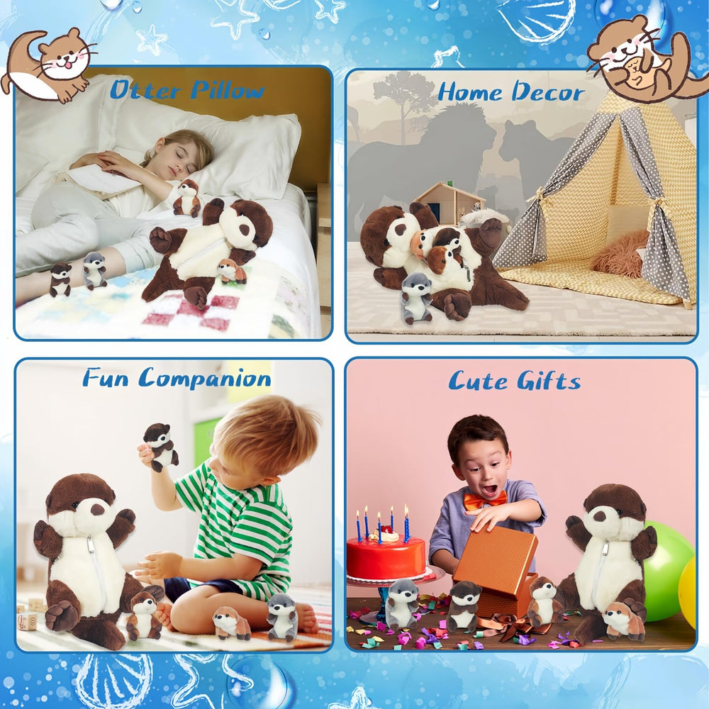 Youthfuljive sea otter plush set, soft textures and safe materials for children.