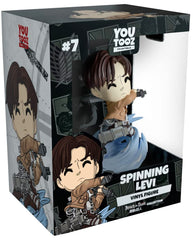 Youtooz Levi Ackerman close-up highlighting detailed costume and brown tones.