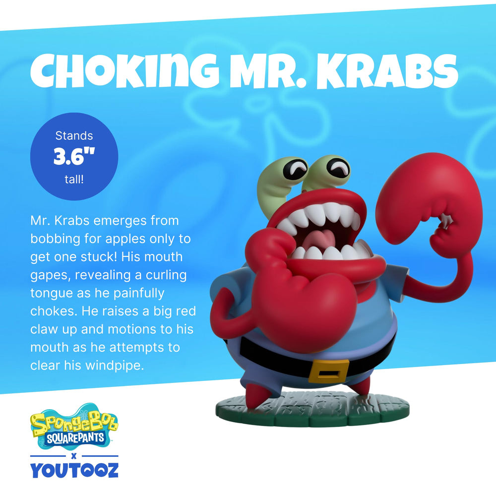 Youtooz Choking Mr. Krabs front view enhances desk decor for SpongeBob fans.