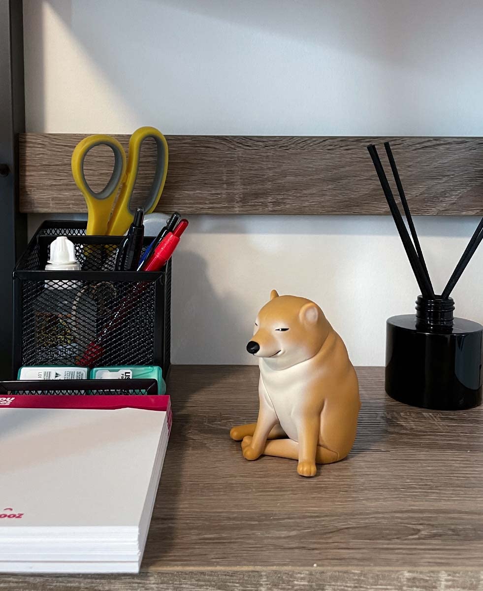 Ideal for meme and vinyl collectors seeking playful decor.