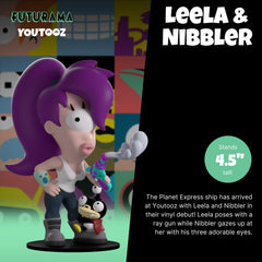 Youtooz Futurama Leela Nibbler display closeup shows collectible charm