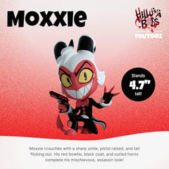 Youtooz Helluva Boss Moxxie figure red face and yellow eyes stand out.