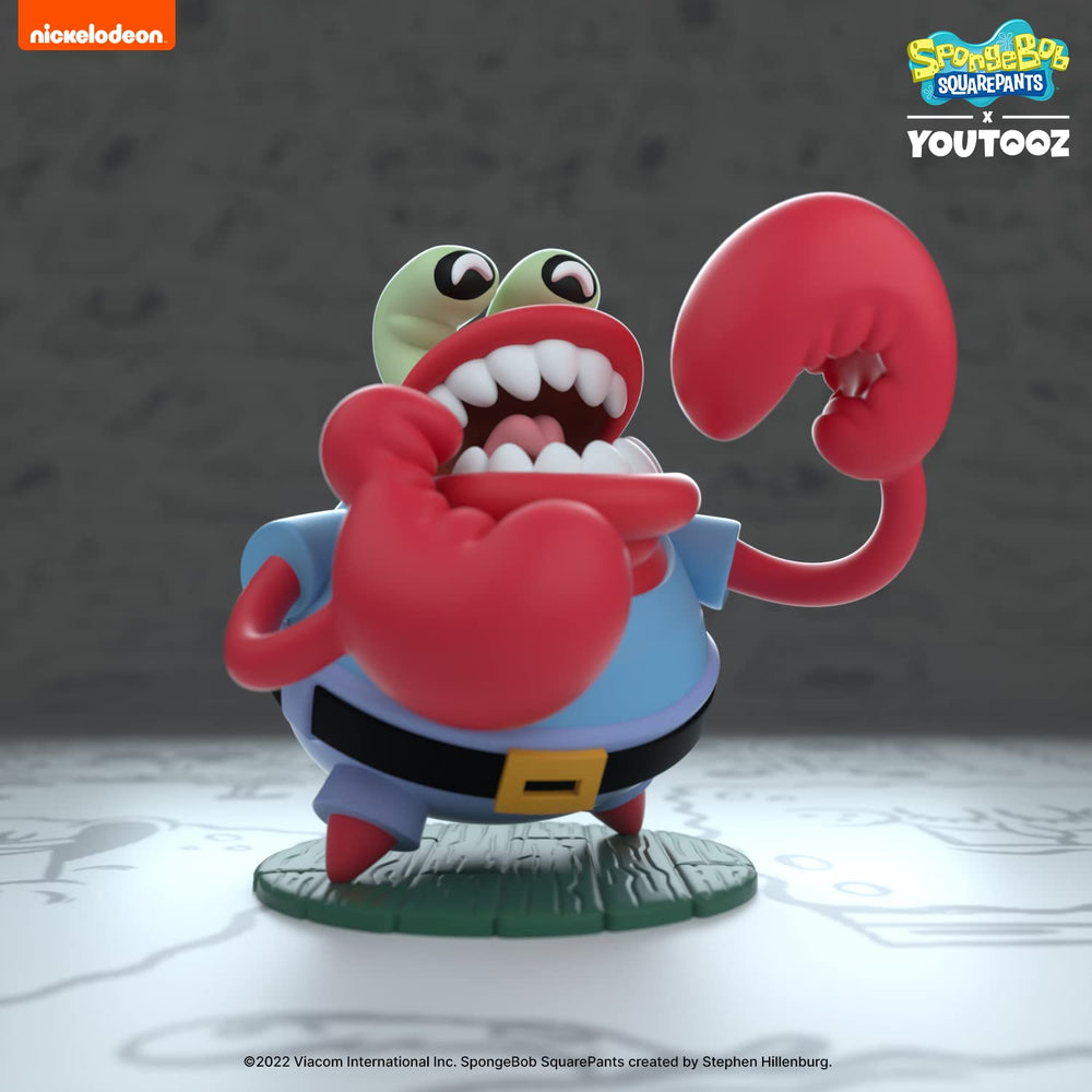 Youtooz Choking Mr. Krabs front view suitable for glass cabinets.