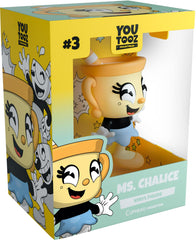 Youtooz Ms. Chalice Cuphead figure side view, ideal for shelf display.
