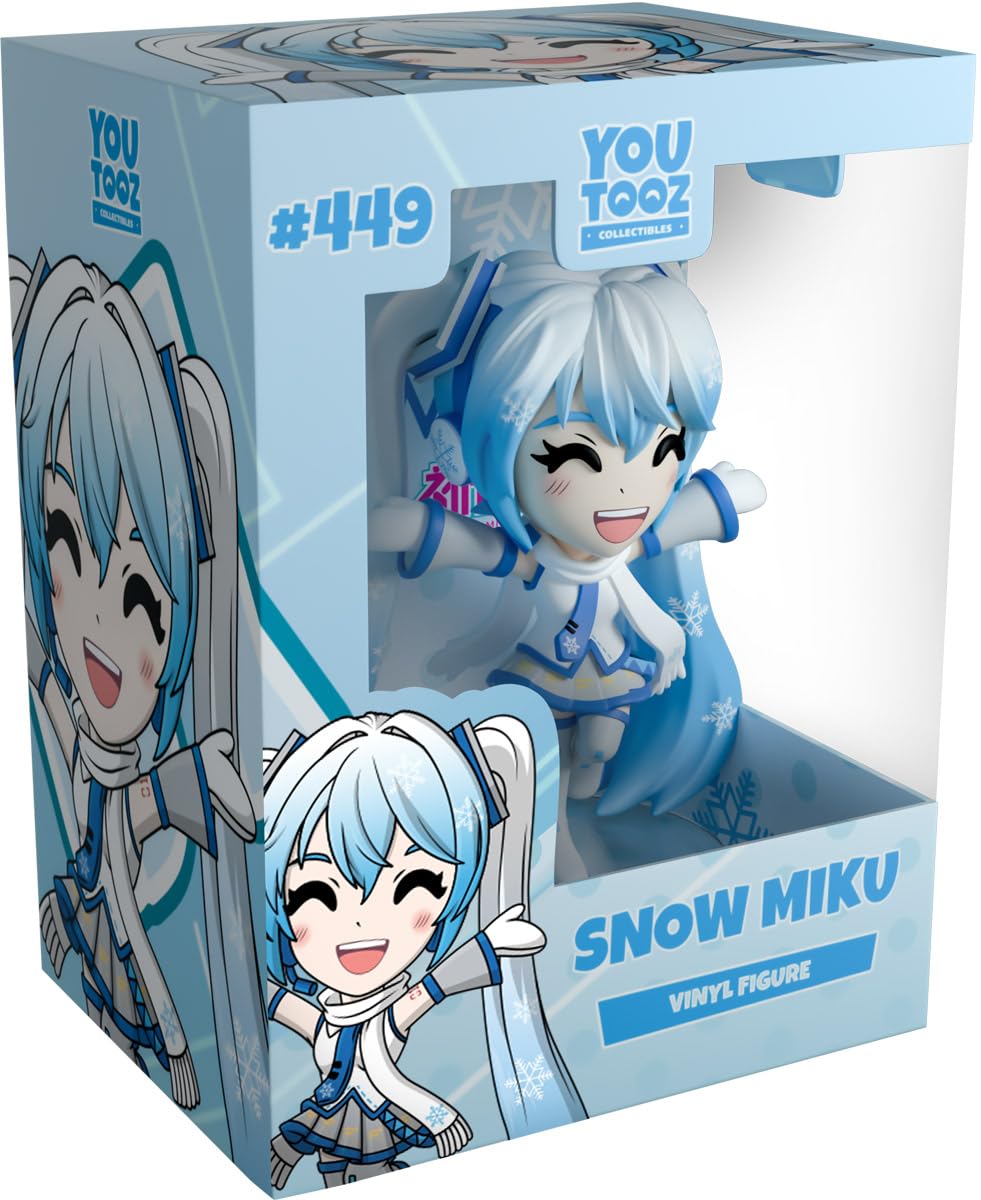 Youtooz Snow Miku figure on display shelf, ideal for collectors.