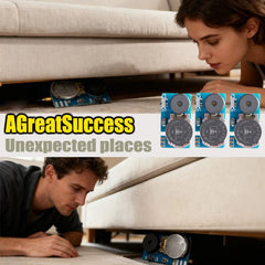 Yoveccy prank device tucked under a cushion ready to surprise coworkers.