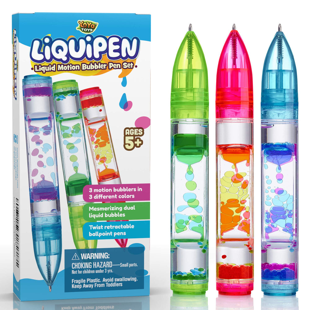 YoYa Liquipen three-pack front view showcases vibrant colors for desk decor.