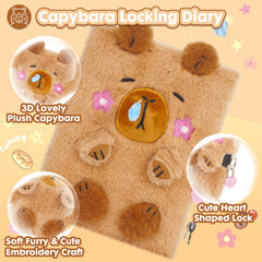 YOYTOO capybara diary lock and pink heart key for privacy