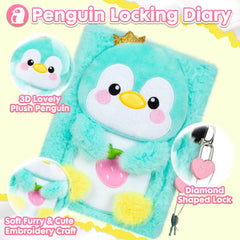 YOYTOO penguin diary pink heart lock with two keys for privacy