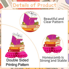 Yoyuspy reading honeycomb centerpiece with book motifs for book club decor
