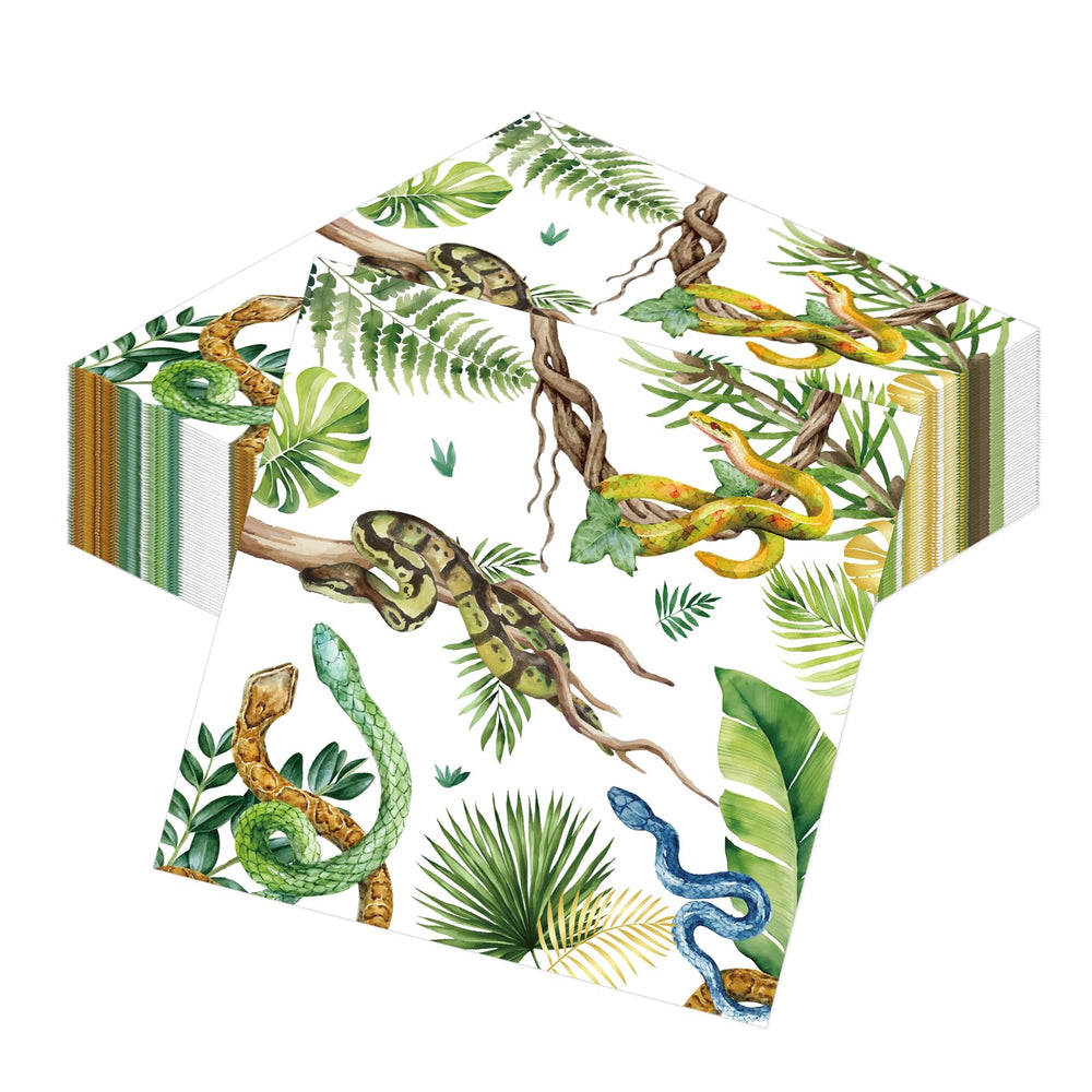 Yoyuspy snake napkins 50-piece pack for jungle party cleanup and fun ambiance.