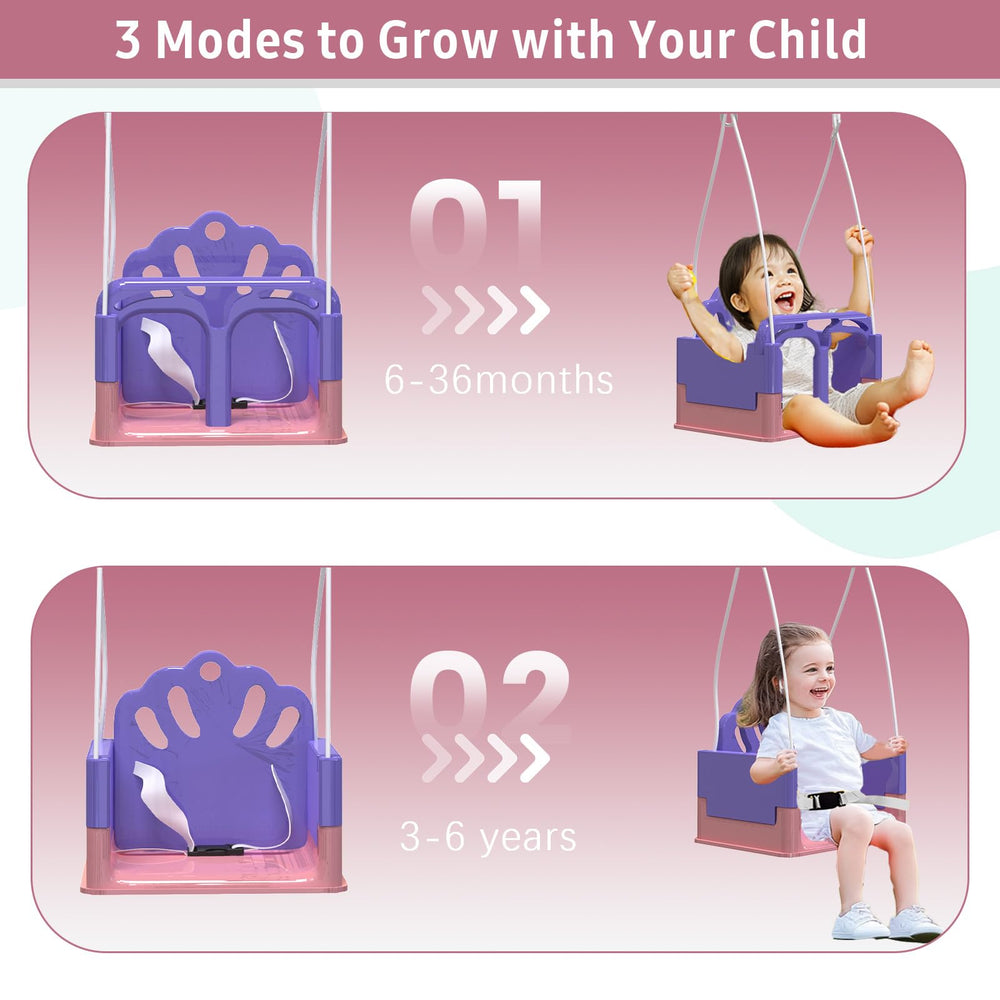 Yozoia toddler swing with adjustable seat settings for growing children.