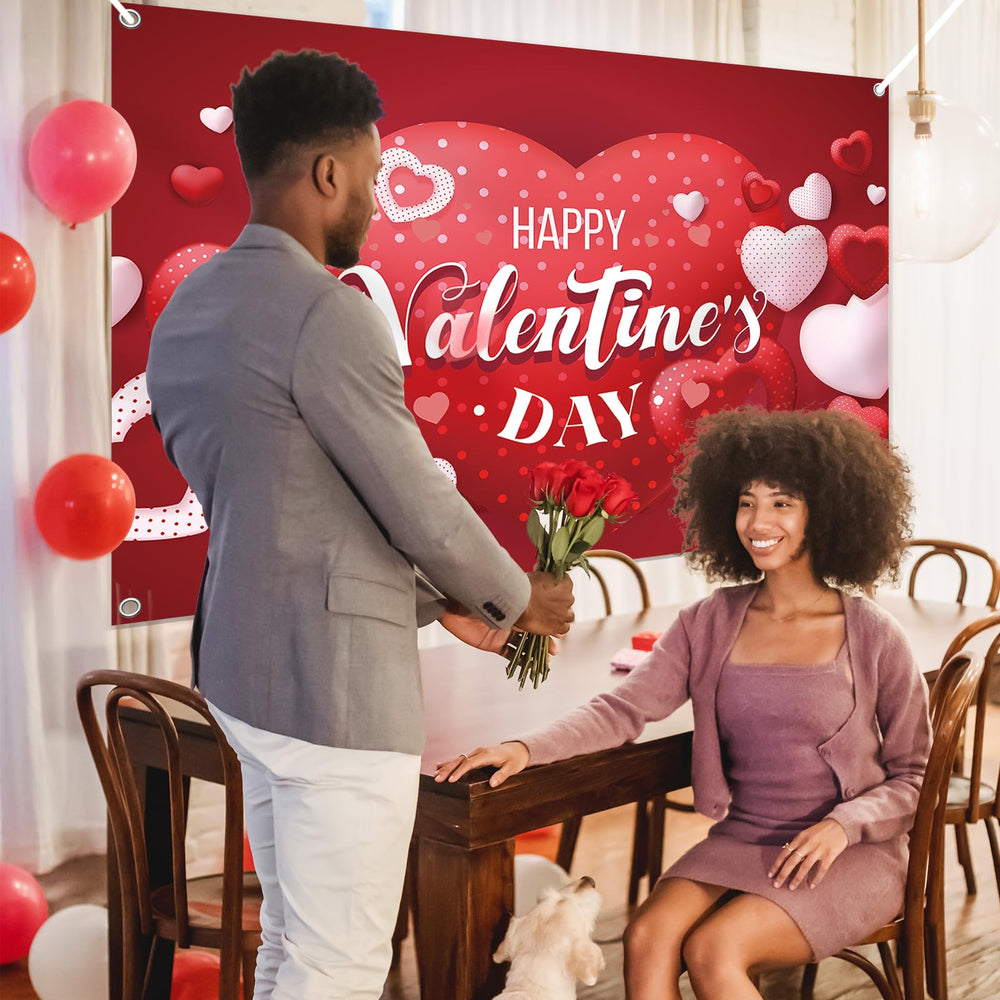 YQUQWN Valentines banner front-door display welcomes guests with romance.