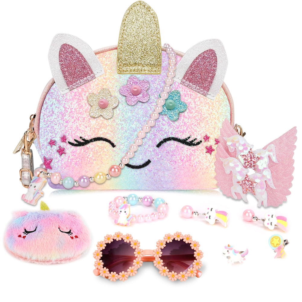YRUBOHA unicorn purse for girls with bright colors and portable design.