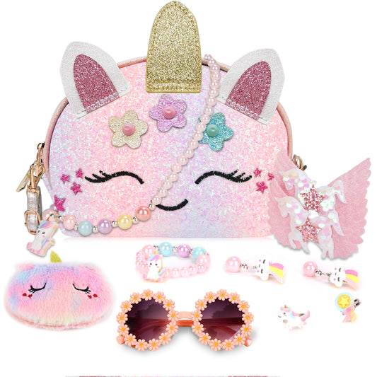 YRUBOHA unicorn purse front view, vibrant colors for playful days