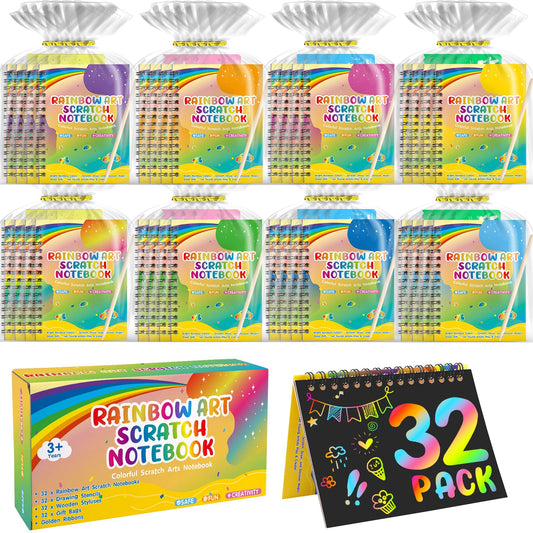 YSCare scratch notebook reveals vibrant rainbow colors for kids' art projects.