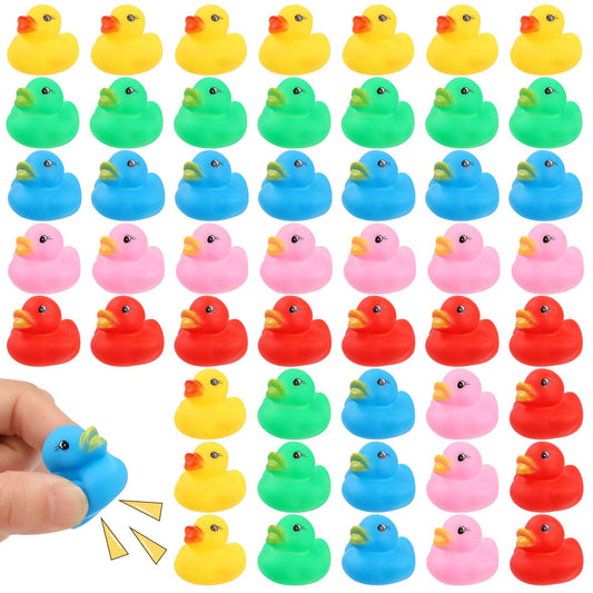 YsesoAi 50-piece rubber ducks for bath time; buoyant and kid-friendly bath toy.