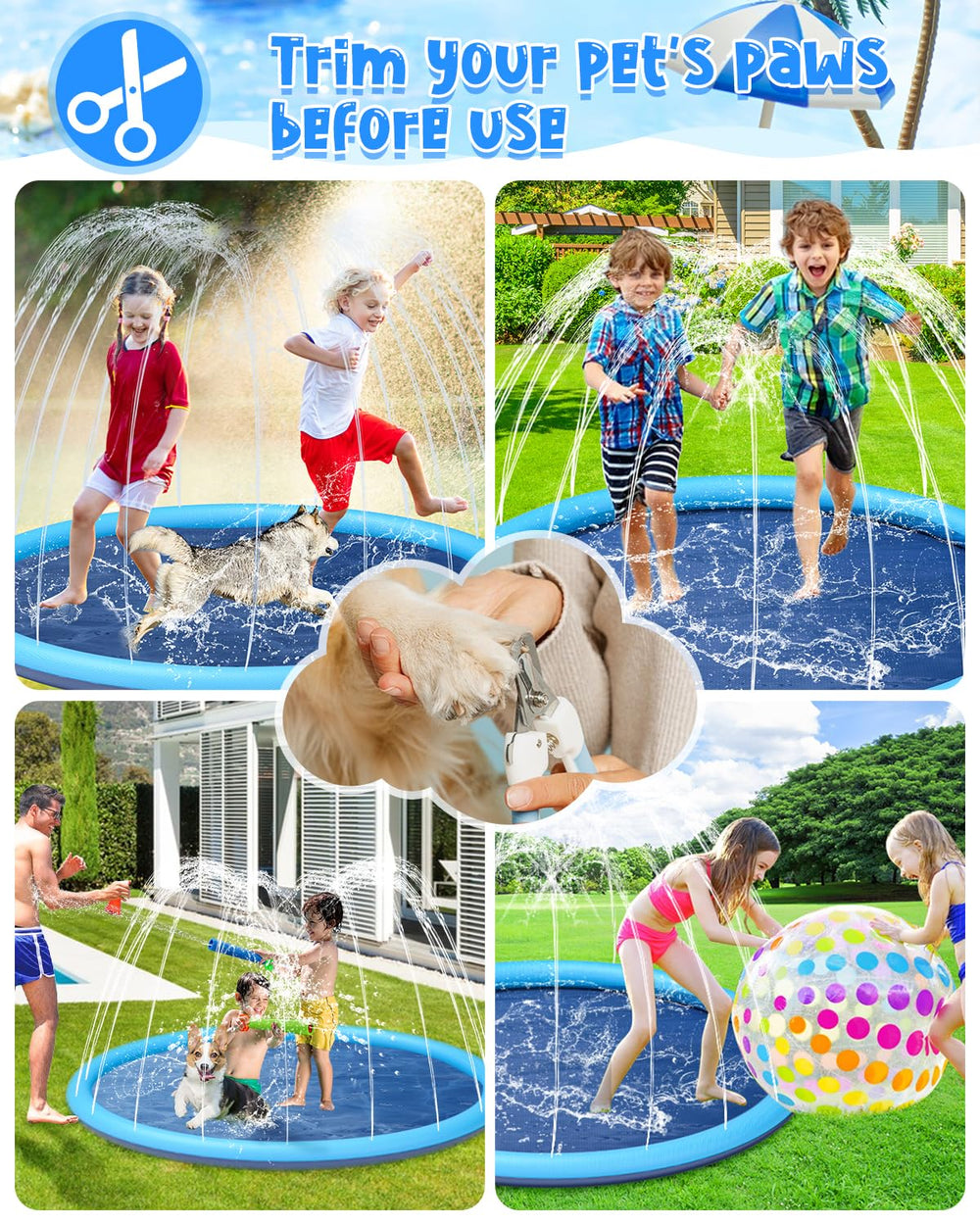 YSJILIDE Splash Pad features a dual-edge spray for customizable watering.