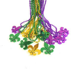 YSPPF Mardi Gras bead necklaces with round multi-color beads for festive celebrations