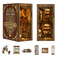 YSWOOD WORLD Book Nook Kit laser-cut pieces close-up for adults