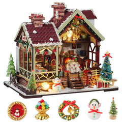 YSWOOD WORLD DIY miniature house kit wood parts laid out for easy crafting