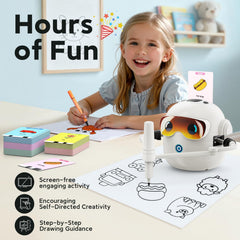 Kids interact with the Ytcx.Tech drawing robot in action, building focus