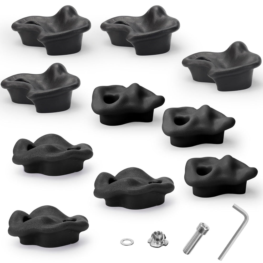 YTCYKJ rock holds 10-pack for versatile indoor outdoor climbing fun.
