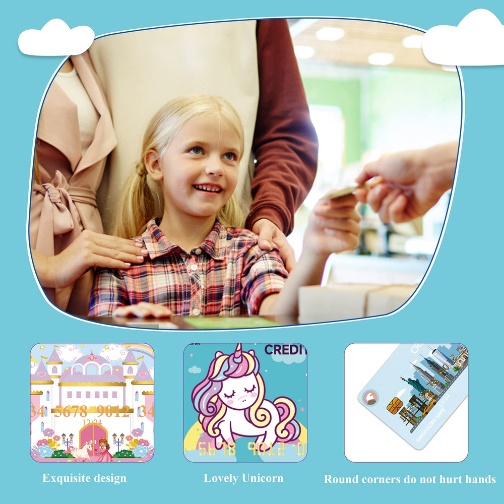 YTYOTO bright-colored toy cards inviting kids to explore pretend purchases.