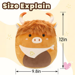 Yytoyshop Highland Cows plush pillow close-up fur texture for tactile comfort.
