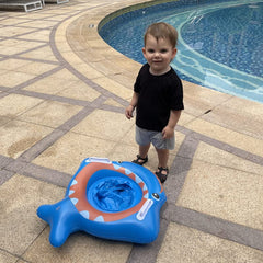 YUERFEILA colorful shark float design emphasizes fun and visibility.
