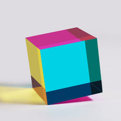 YuanDian CMY Cube front view highlights vivid color mixing for visual focus.