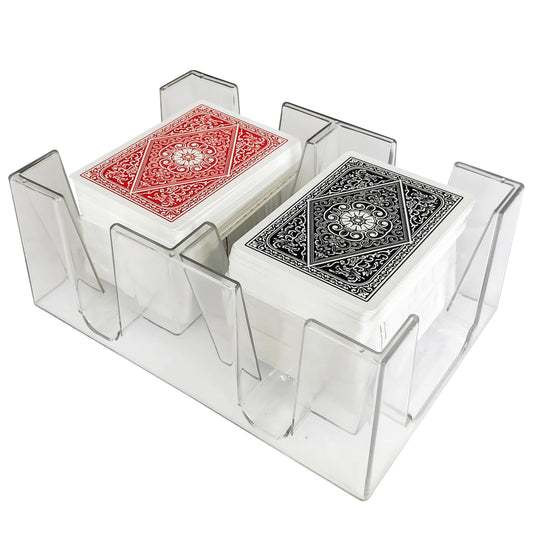 Yuanhe 6-deck clear canasta tray front view for quick card visibility