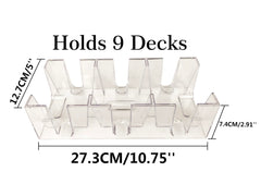 Yuanhe 9-deck clear canasta tray open view shows easy card placement