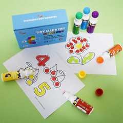 Yuanhe markers in 12 colors create vibrant dot art on paper.