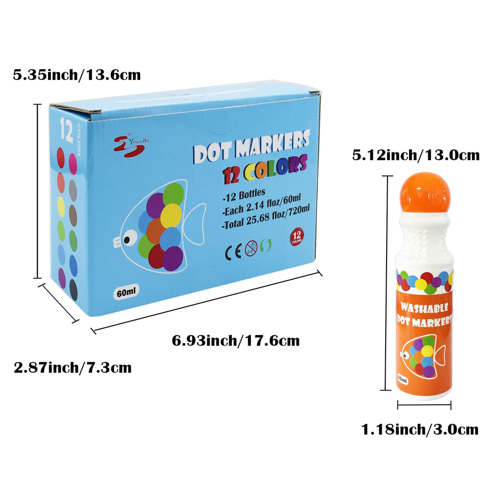Yuanhe dot markers cap design shows simple unscrewing for kids.