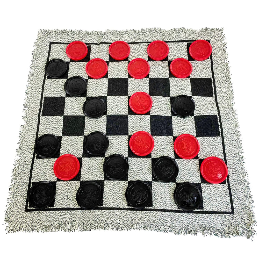 Yuanhe giant 3-in-1 checkers set on a sturdy rug for family fun.